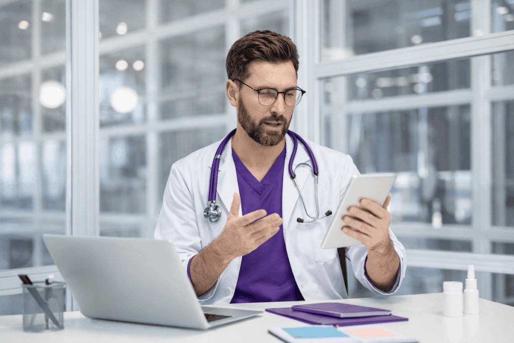 Dental virtual receptionist working remotely to support a dental office