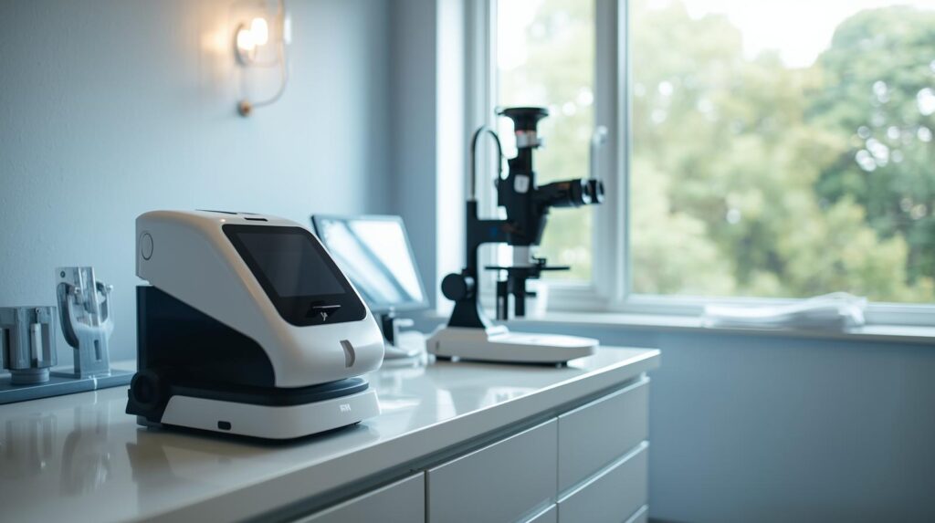 Modern optometry clinic supported by virtual patient care staffing for optometry practices.