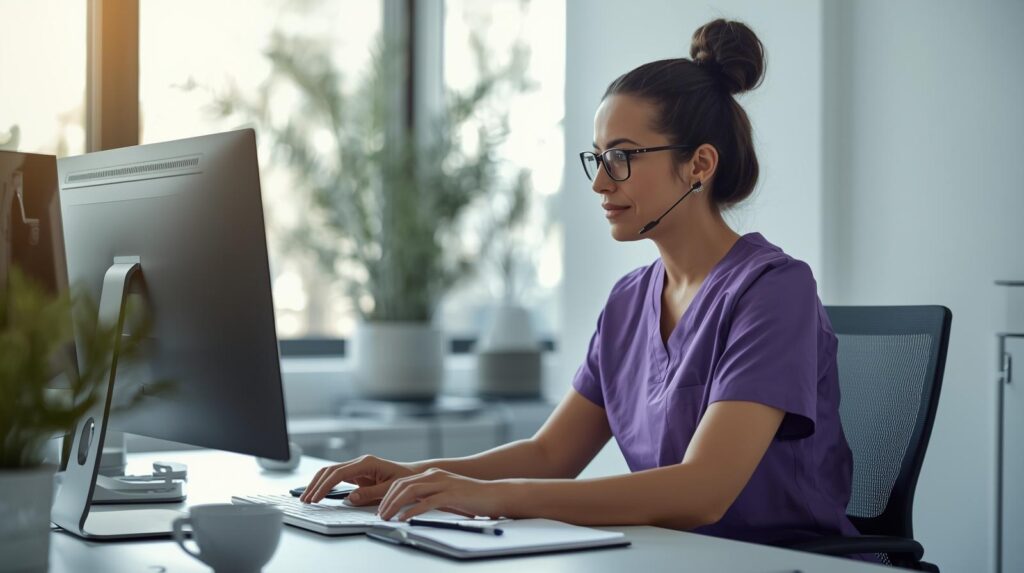 Virtual referral coordinator for med spa managing patient referrals on a computer