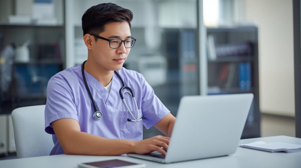 Virtual billing assistant for MRI and imaging centers reviewing patient billing details with support from Staffing For Doctors.