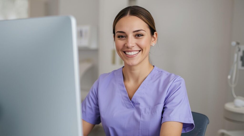 Remote administrative assistant working with medical software systems