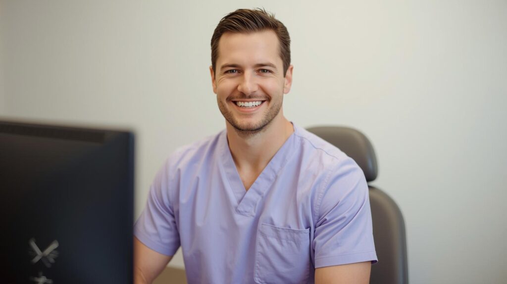 Remote chiropractic referral and records coordinator at a workstatio