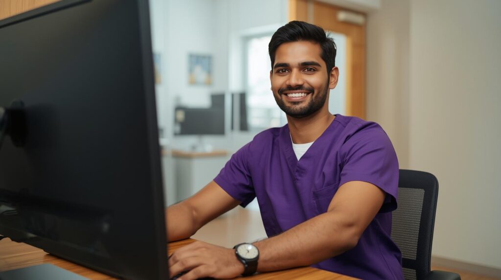 Remote insurance specialist supporting imaging center operations