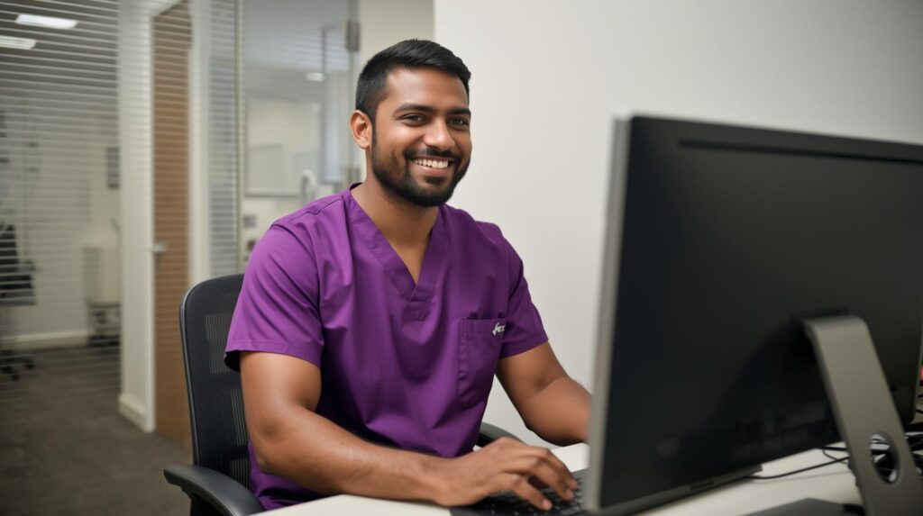 Virtual billing specialist completing insurance verification tasks