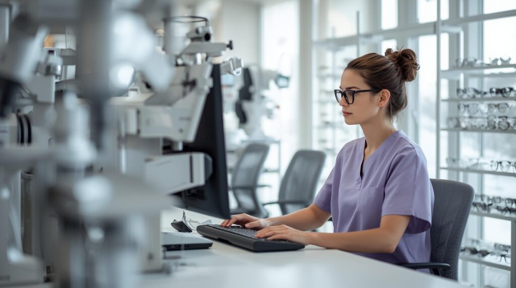 Virtual billing assistant for optometry reviewing financial and insurance records