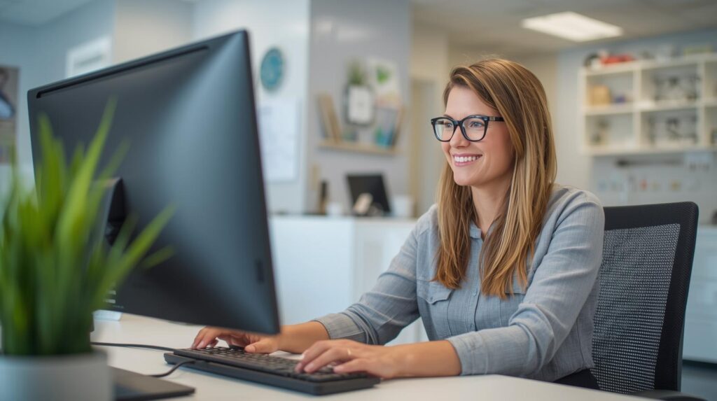 Virtual optometry receptionist answering patient calls using secure practice systems