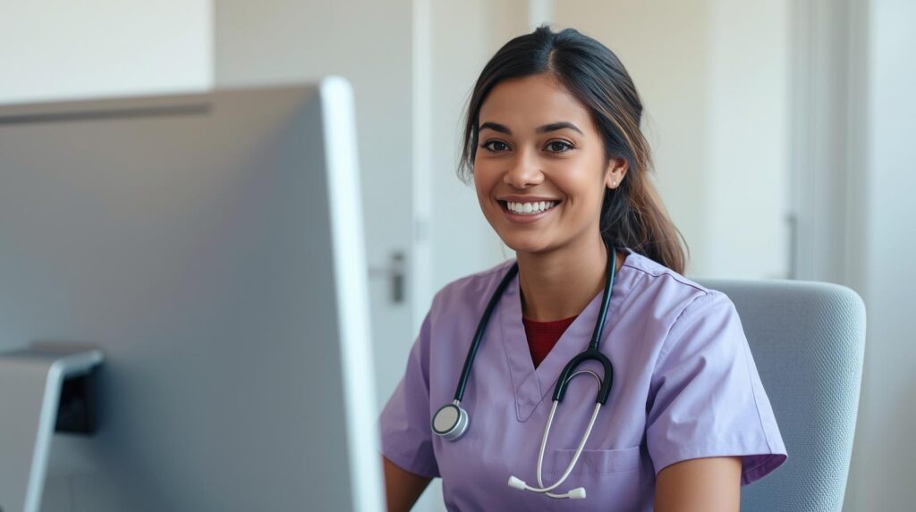 Virtual medical scribe reviewing clinical documentation for a physician