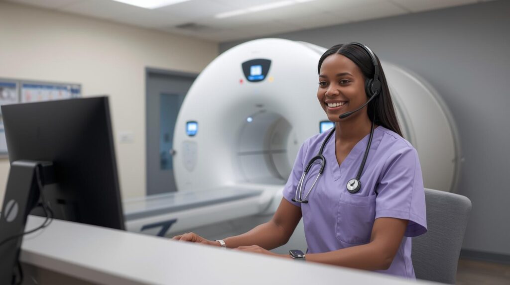Virtual administrative assistant supporting MRI imaging center operations remotely
